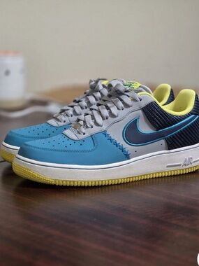 Men’s Nike Low Top Sneakers - Tropical Teal, Wolf Grey & Navy with Lime Accents